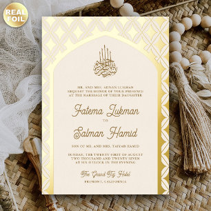 Cream Gold Diamonds Arch Muslim Wedding