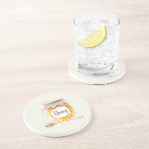 Cream Gold Honey Jar Nourishment Kitchen Coaster