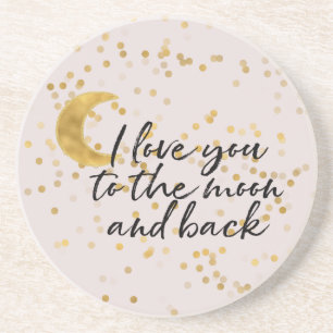 Cream Gold I love you to the moon confetti Coaster