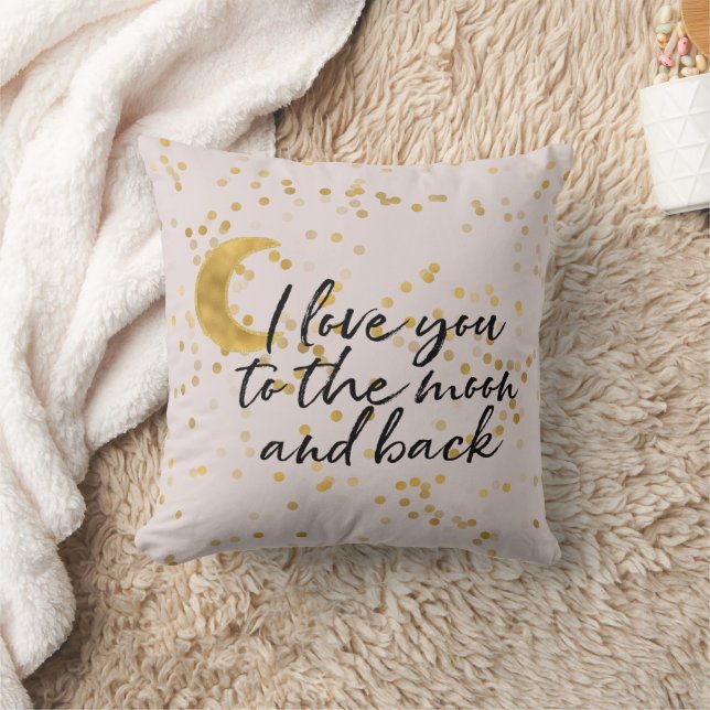 Cream Gold I love you to the moon confetti Cushion (Blanket)