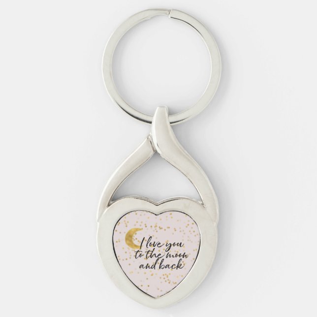 Cream Gold I love you to the moon confetti Key Ring (Front)