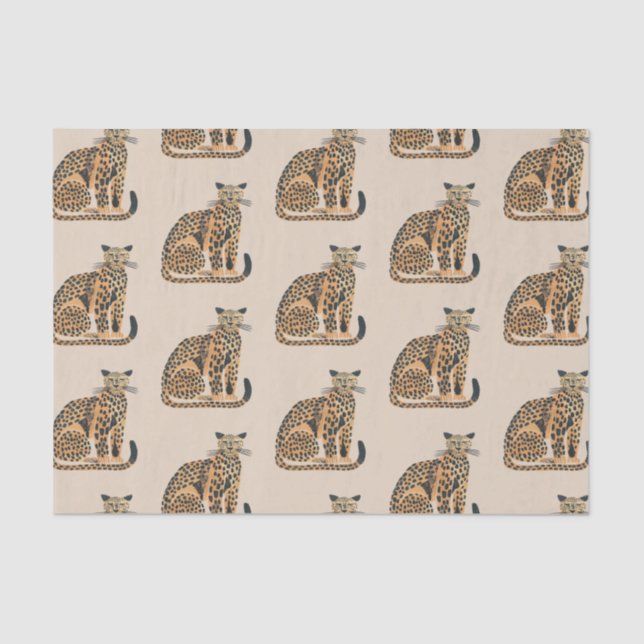 Cream Gold Leopard Animal Birthday Tissue Paper (Front)