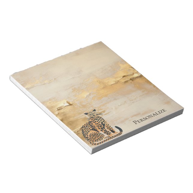 Cream Gold Leopard Animal  Notepad (Angled)
