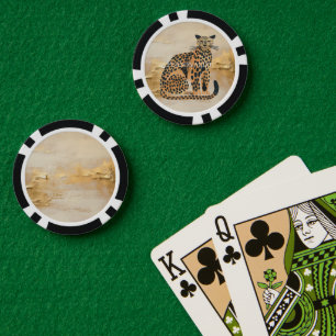 Cream Gold Leopard Animal  Poker Chips