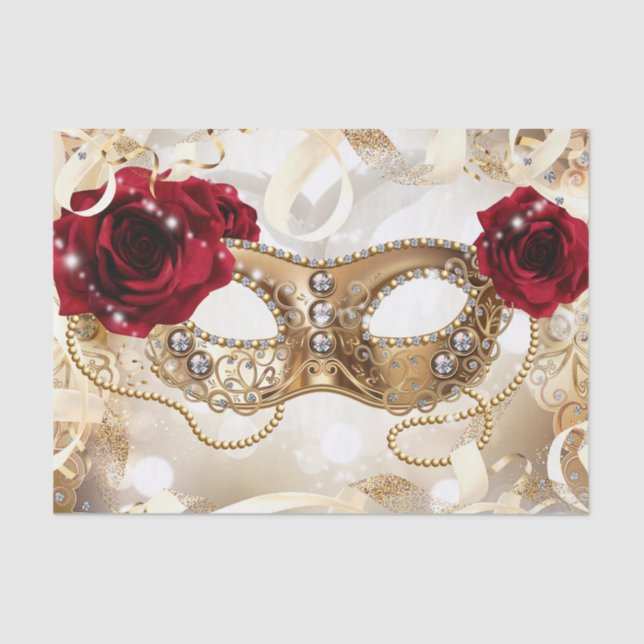 Cream Gold Masquerade Ball Birthday Party Tissue Paper (Front)