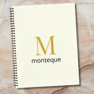 Cream Gold Monogram Personalised Name Luxury Gift Notebook