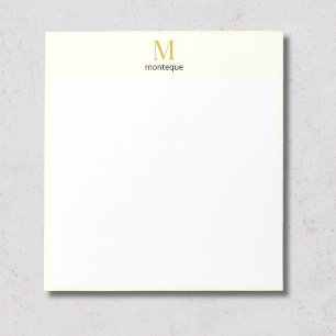 Cream Gold Monogram Personalised Name Luxury Gift Notepad