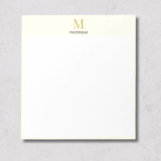 Cream Gold Monogram Personalised Name Luxury Gift  Notepad (Creator Uploaded)