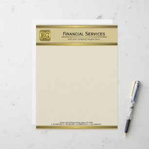 Cream Gold Plate Accounting Business Letterhead