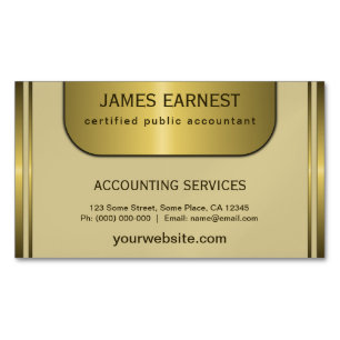 Cream & Gold Plate Elegant Standard CPA Accountant Magnetic Business Card