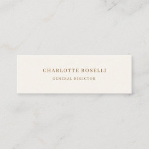 Cream Gold Serif Font Professional Matte Two Sided Mini Business Card