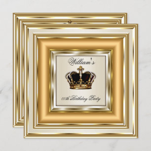 Cream Gold Silver Birthday Prince King Queen Invitation