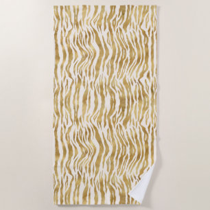 Cream Gold Zebra Print Beach Towel