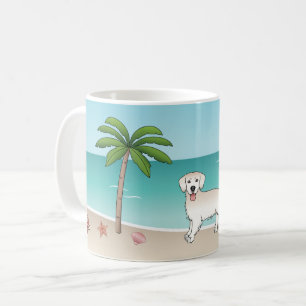 Cream Golden Retriever At A Tropical Summer Beach Coffee Mug