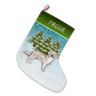 Cream Golden Retriever Blue Christmas Custom Name