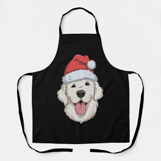 Cream Golden Retriever Lover Christmas Santa Hat  Apron (Front)