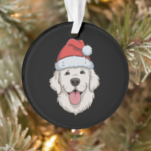 Cream Golden Retriever Lover Christmas Santa Hat Ornament