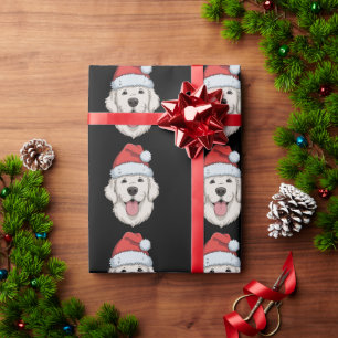 Cream Golden Retriever Lover Christmas Santa Hat Wrapping Paper