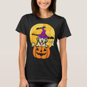 Cream Golden Retriever Witch Dog Lover Halloween T-Shirt