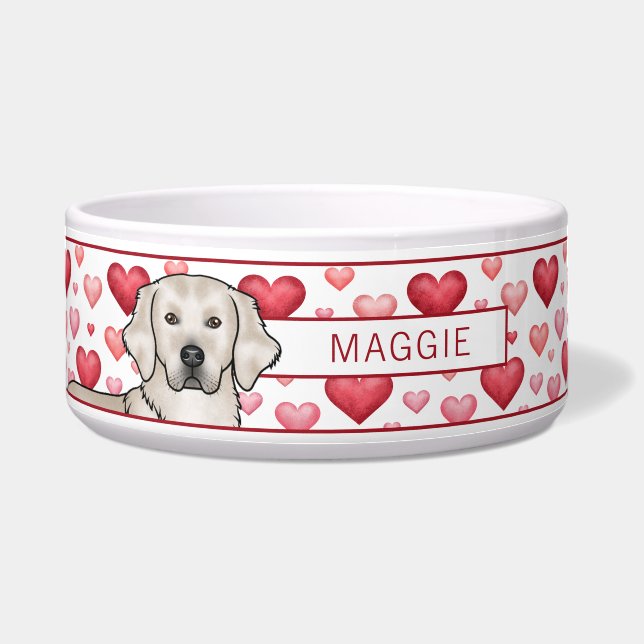 Cream Golden Retriever With Hearts Custom Pet Name (Front)