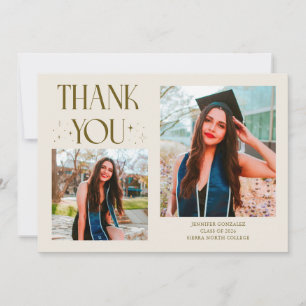 Cream Graduate Thank You 2-Photo Announcement