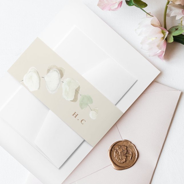 Cream Grass Tropical Jungle Floral Wedding Invitation Belly Band (Creator Uploaded)