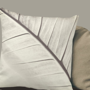 Cream & Gray Macro Leaf Design Cushion