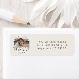 Cream Gray Photo Graduation Return Address Labels