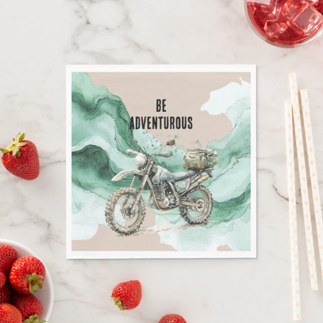 Cream Green Motorcycle Adventure Napkin (Insitu)