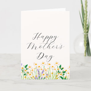 Cream Green Simple Lavender  Floral Mother's Day  Holiday Card