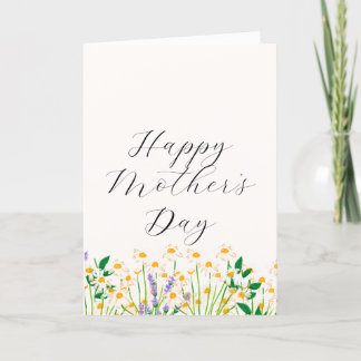 Cream Green Simple Lavender  Floral Mother's Day  Holiday Card
