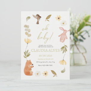 Cream Green Watercolor Baby Shower Honouring  Invitation