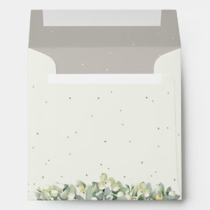 Cream/Greige Inner Snowberry+Eucalyptus Square Envelope