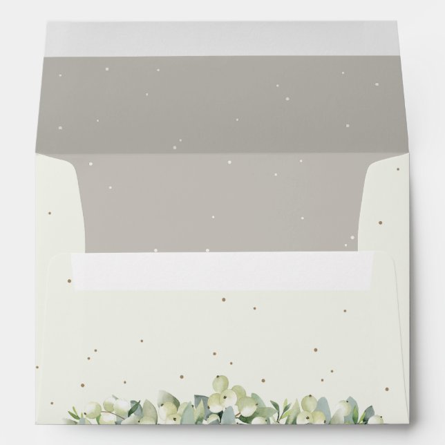 Cream/Greige Inner Snowberry+Eucalyptus Wedding A7 Envelope (Back (Bottom))