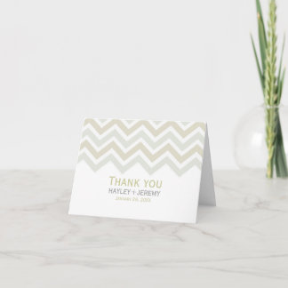 Cream & Grey Chevron Wedding Thank You Card