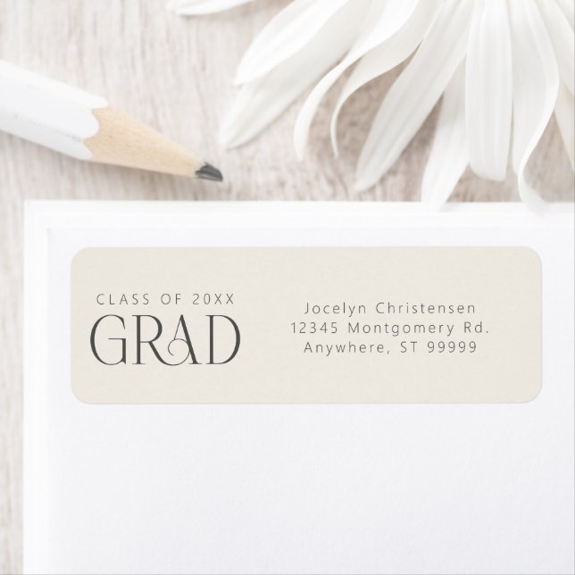 Cream Grey Grad Personalised Return Address Label (Insitu)