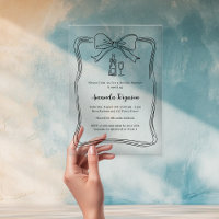 Cream hand drawn bow prosecco clear Bridal Shower
