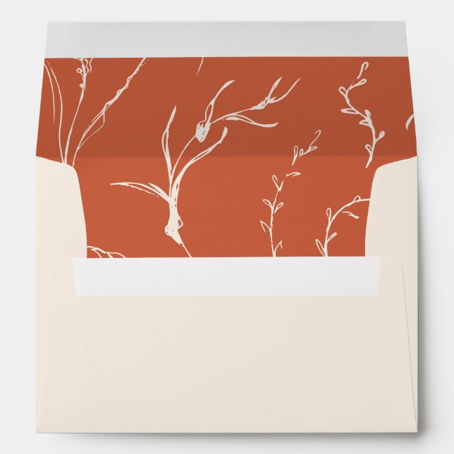 Cream hand drawn organic floral patterned envelope (Back (Bottom))