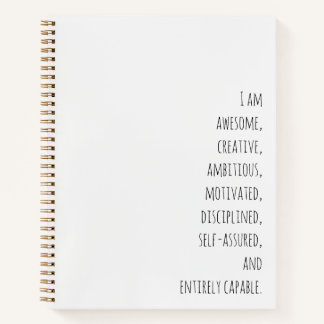 Cream Handwritten Script Motivational Affirmations Notebook