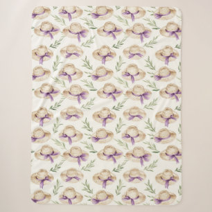 Cream Hats Purple Ribbons Birthday Sherpa Blanket
