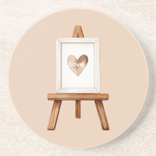 Cream Heart Art Love Coaster