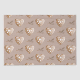 Cream Heart Gingerbread Cookie Christmas Tissue Paper