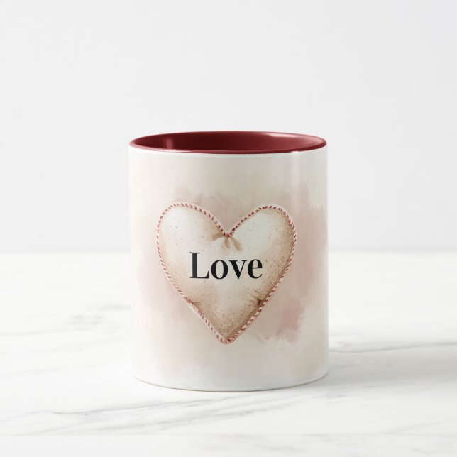 Cream Heart Love Valentine's Day Mug (Center)