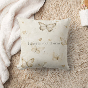 Cream Hearts Butterflies Christmas Cushion