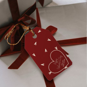 Cream Hearts on Burgundy - Minimal Valentine Gift Tags
