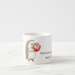 Cream Hedgehog Apple Heart Espresso Cup