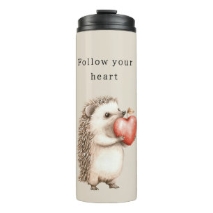Cream Hedgehog Apple Heart Thermal Tumbler