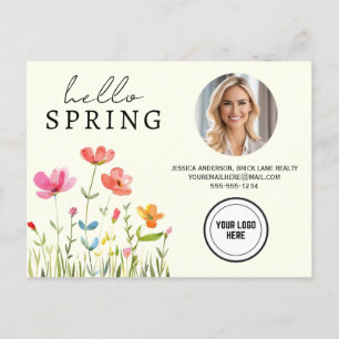 Cream Hello Spring Real Estate Professional Postcard