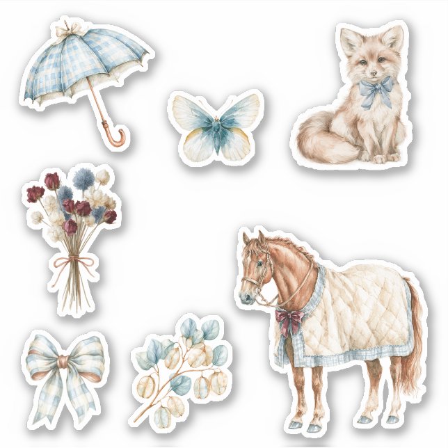 Cream Horse Dog Umbrella Butterfly (Front)