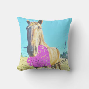 Cream Horse & Heart Pink and blue Cushion
